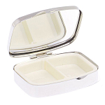 Таблетница карманная прямоугольная с 2-мя отделениями с зеркалом и накладкой из натурального камня Оникс Silver Stone Pillboxes варинант исполнения - 3 | Loft Concept в Липецке