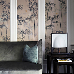 Обои ручная роспись Distant Bamboo Special Colourway on Lead Grey dyed silk варинант исполнения - 2 | Loft Concept в Липецке