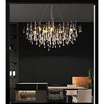 Люстра черная с прозрачными стеклянными подвесками в форме капель FAIRYTREE Light варинант исполнения - 5 | Loft Concept в Липецке