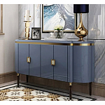 Дизайнерский комод синий глянцевый с золотыми ручками на 4-х дверцах Martin варинант исполнения - 1 | Loft Concept в Липецке