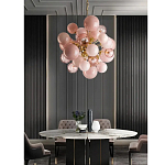 Люстра розовые шары на золотом каркасе Pink Light Bubbles варинант исполнения - 3 | Loft Concept в Липецке