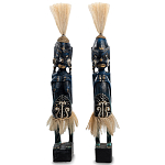 Комплект из 2-х деревянных статуэток Asmat Straw Headdress Statuettes Dark Blue варинант исполнения - 5 | Loft Concept в Липецке