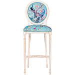 Барный стул из массива бука с изображением птиц и цветов Turquoise Beige Chinoiserie Garden Chair варинант исполнения - 1 | Loft Concept в Липецке