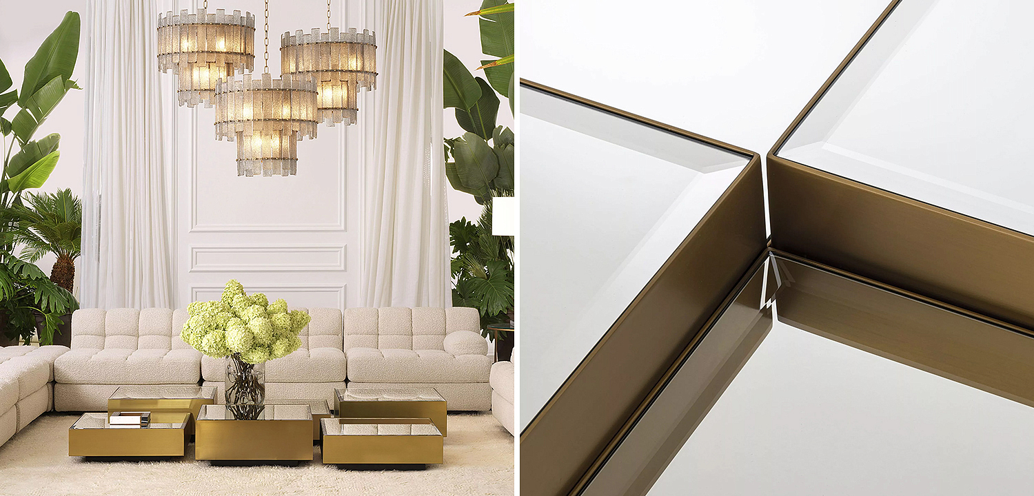 Комплект кофейных столиков Eichholtz Coffee Table Esposito set of 4 Mirror Glass Комплект кофейных столиков Eichholtz Coffee Table Esposito set of 4 Mirror Glass - Loft-Concept в Липецке