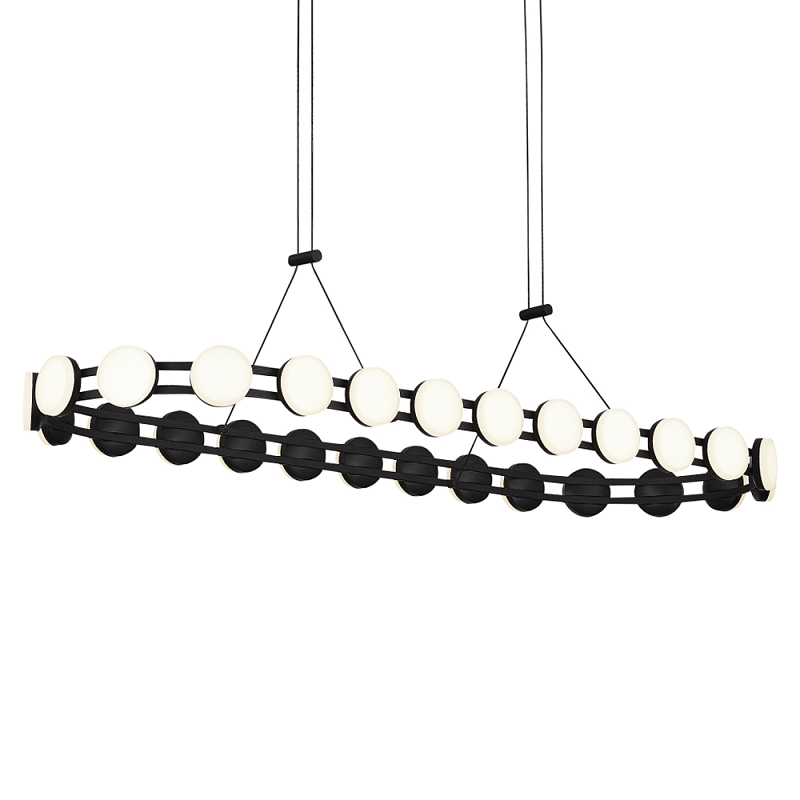 Люстра овальная с круглыми светодиодными источниками света Maxine Light Золотой Черный Белый в Липецке | Loft Concept 