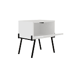 Прикроватная тумба белая с откидной резной дверцей на 4-х металлических ножках NAIVE NIGHTSTAND WHITE варинант исполнения - 1 | Loft Concept в Липецке