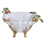 Чаша из прозрачного стекла на бронзовых ножках с фигурками попугаев Eden Garden варинант исполнения - 1 | Loft Concept в Липецке