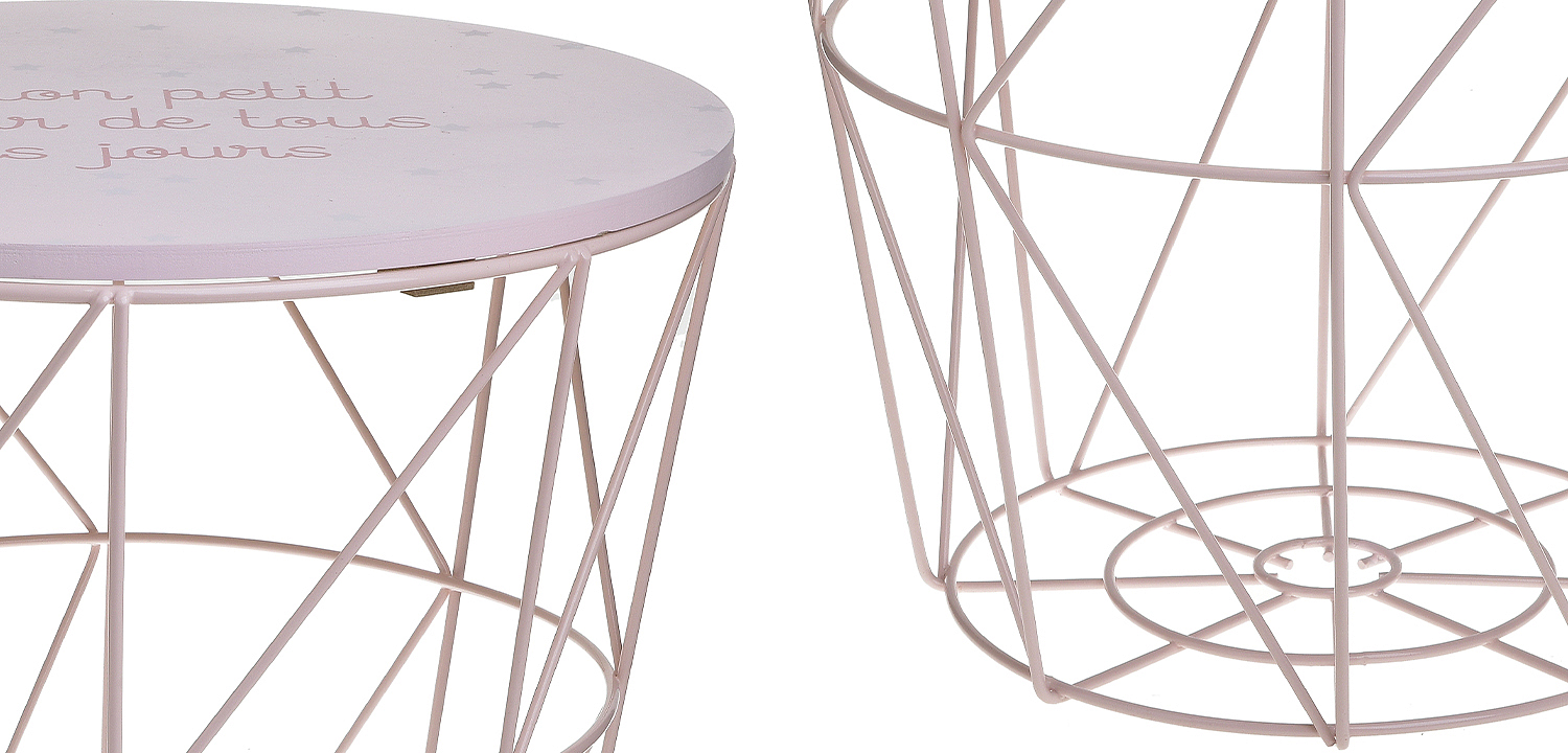 Круглый приставной стол-корзина Pink Wire Basket Side Table Круглый приставной стол-корзина Pink Wire Basket Side Table - Loft-Concept в Липецке