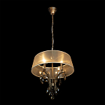 Люстра подвесная круглая с тканевым полупрозрачным абажуром и подвесками 4 лампы Gilded Elegance варинант исполнения - 3 | Loft Concept в Липецке