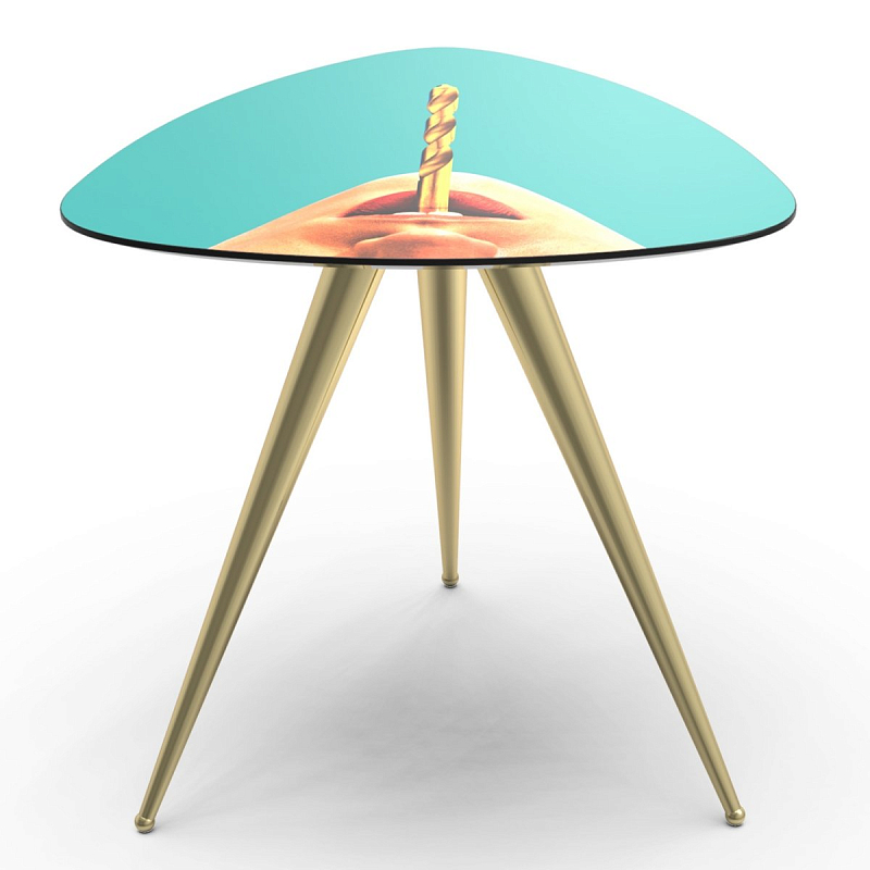 Журнальный стол Seletti Side Table Drill Бирюзовый Латунь в Липецке | Loft Concept 