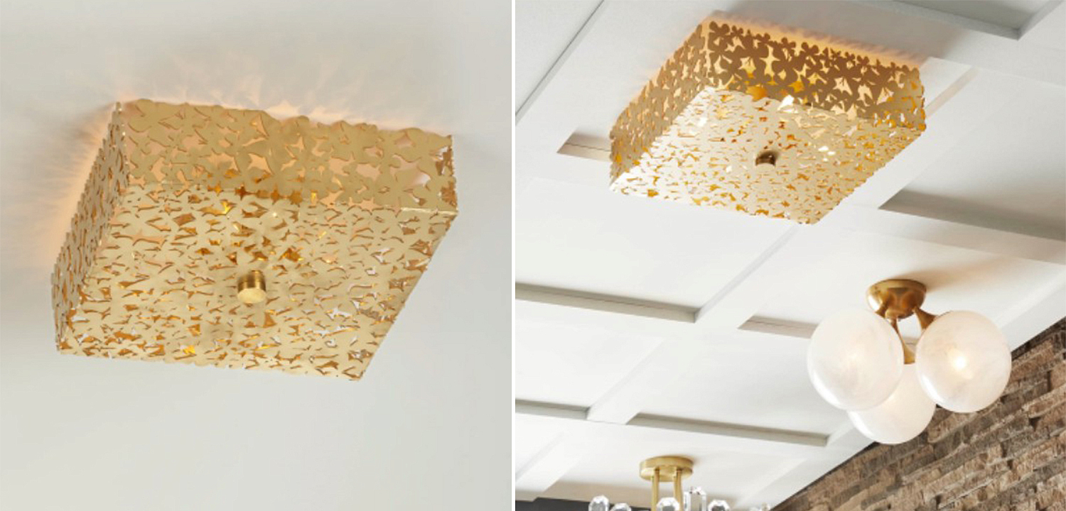 Светильник квадратный с золотыми бабочками Tommy Mitchell Square Butterfly Flush-Mount Light Светильник квадратный с золотыми бабочками Tommy Mitchell Square Butterfly Flush-Mount Light - Loft-Concept в Липецке