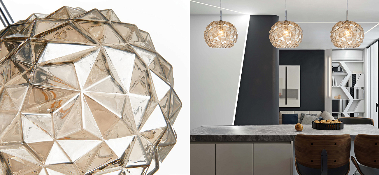 Подвесной светильник коньячного цвета Geometry Glass Подвесной светильник коньячного цвета Geometry Glass - Loft-Concept в Липецке