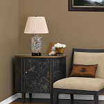 Настольная лампа с фарфоровым основанием нежно голубого цвета с золотистым цветочным рисунком и бежевым плиссированным абажуром Elstead Lighting варинант исполнения - 5 | Loft Concept в Липецке