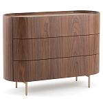 Комод округлой формы с тремя ящиками Walnut and Leather варинант исполнения - 2 | Loft Concept в Липецке
