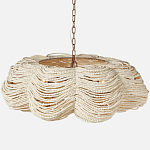 Круглая люстра волнистой формы с декором из круглых деревянных бусин White Wooden Beads Chandelier L варинант исполнения - 1 | Loft Concept в Липецке