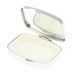 Таблетница карманная прямоугольная с 2-мя отделениями с зеркалом и накладкой из натурального камня Жадеит Silver Stone Pillboxes варинант исполнения - 3 | Loft Concept в Липецке