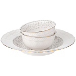 Обеденный сервиз белого цвета из фарфора на 6 персон 23 предмета Floral Charm варинант исполнения - 6 | Loft Concept в Липецке