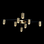 Потолочный светильник с 8-ю цилиндрическими плафонами цвета латунь TRIBES CHANDELIER варинант исполнения - 1 | Loft Concept в Липецке