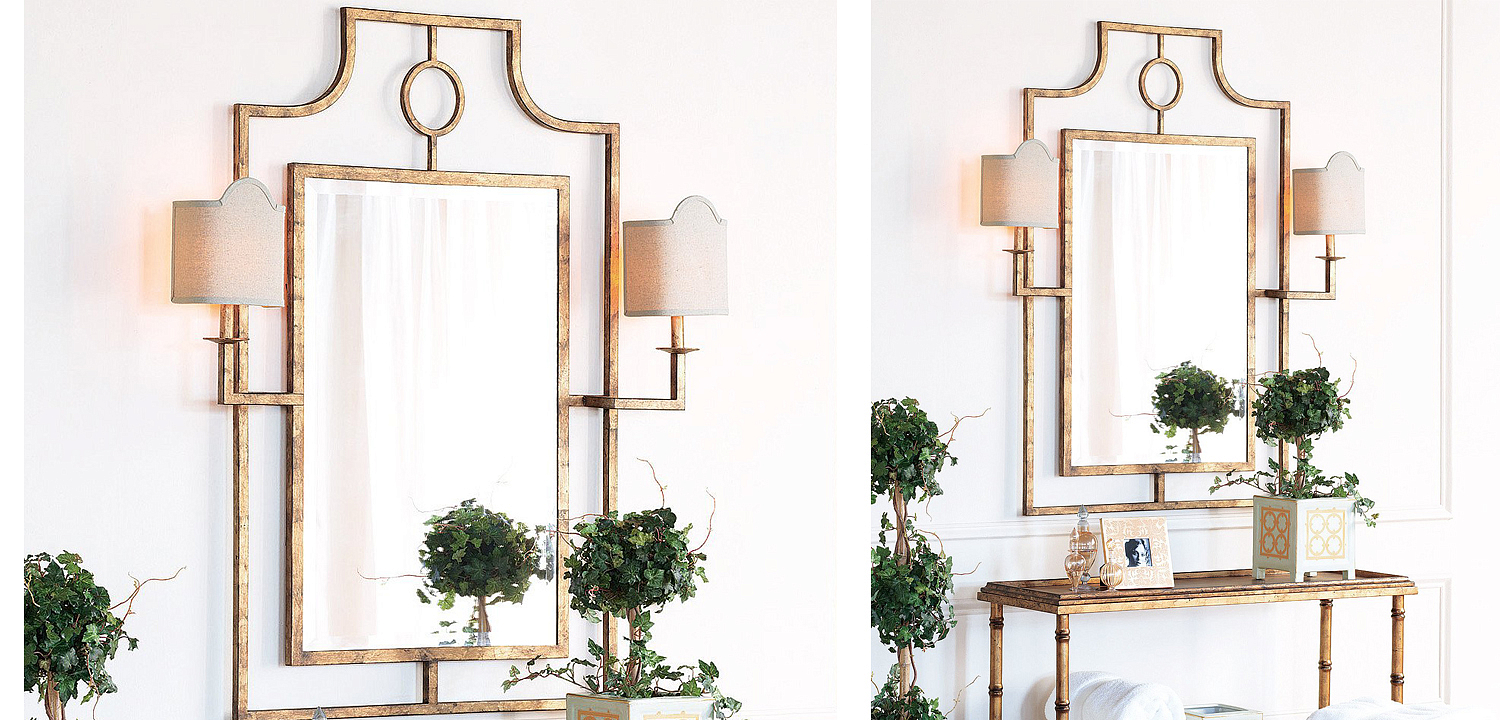 Зеркало с бра Mirror with Sconces Dairile Gold Зеркало с бра Mirror with Sconces Dairile Gold - Loft-Concept в Липецке