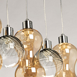 Люстра с 3-мя плафонами волнообразной формы цвета янтарь и 2-мя прозрачными шарообразными плафонами Lucid Rain  варинант исполнения - 8 | Loft Concept в Липецке