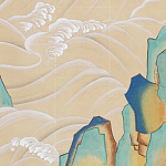 Обои ручная роспись Matsushima Waves Kano on Edo Straw India tea paper варинант исполнения - 2 | Loft Concept в Липецке