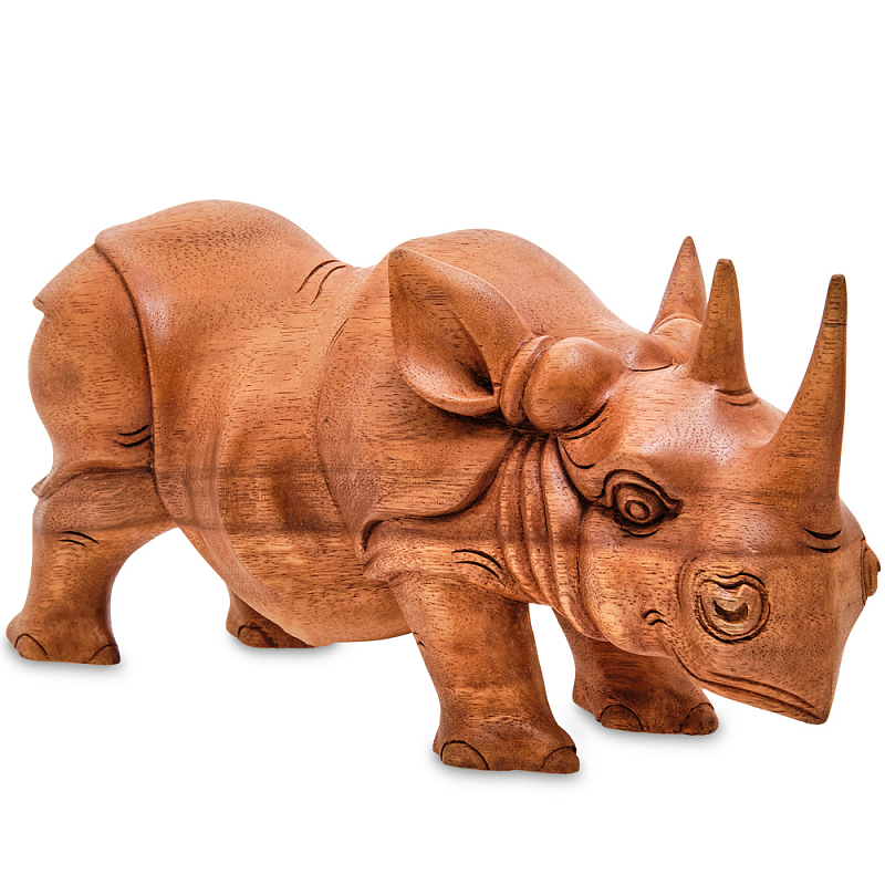 Статуэтка деревянная в виде носорога Rhino Horn Коричневый Статуэтка деревянная в виде носорога Rhino Horn Коричневый в Липецке | Loft Concept