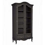 Шкаф книжный черный из массива бука со стеклянными дверцами и 5-ю полками Black Provence варинант исполнения - 1 | Loft Concept в Липецке