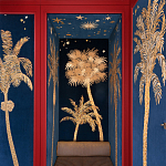 Обои с вышивкой ручной работы Deco Palms Original colourway on velvet варинант исполнения - 1 | Loft Concept в Липецке