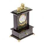 Часы настольные с декором в виде льва из натурального камня Нефрит Lion Stone Clock варинант исполнения - 2 | Loft Concept в Липецке