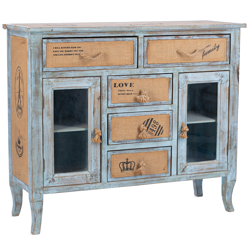 Комод в стиле прованс Beige-Blue Provence Бежевый Винтажный голубой Комод в стиле прованс Beige-Blue Provence Бежевый Винтажный голубой в Липецке | Loft Concept