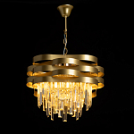 Люстра цвета матового золота с металлическими лентами и длинными прозрачными подвесками Gilded Waves варинант исполнения - 3 | Loft Concept в Липецке