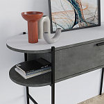 Консоль напольная серая с выдвижным ящиком и 2-мя полками с белой столешницей OTIS CONSOLE RETRO GRAY варинант исполнения - 4 | Loft Concept в Липецке