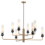 Люстра на штанге с 8-ю цилиндрическими матовыми плафонами и шарами из камня Orb Essence варинант исполнения - 5 | Loft Concept в Липецке