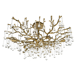 Потолочная люстра в виде ветвей деревьев золотого цвета с прозрачными подвесками-каплями Droplet Chandelier варинант исполнения - 3 | Loft Concept в Липецке