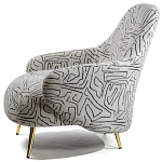 Кресло мягкое с принтом на золотистых ножках Onlooker варинант исполнения - 1 | Loft Concept в Липецке