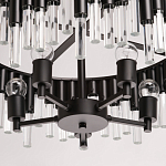 Люстра круглая из матового черного металла с подвесками из прозрачных стеклянных трубок Noir Tubes варинант исполнения - 10 | Loft Concept в Липецке