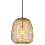 Подвесной светильник со стеклянным плафоном цилиндрической формы и металлической сеткой Metal Mesh Gold варинант исполнения - 1 | Loft Concept в Липецке