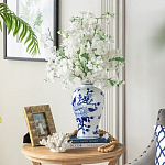 Ваза с бело-синей росписью и изображением цветов Blue & White Ornament варинант исполнения - 5 | Loft Concept в Липецке