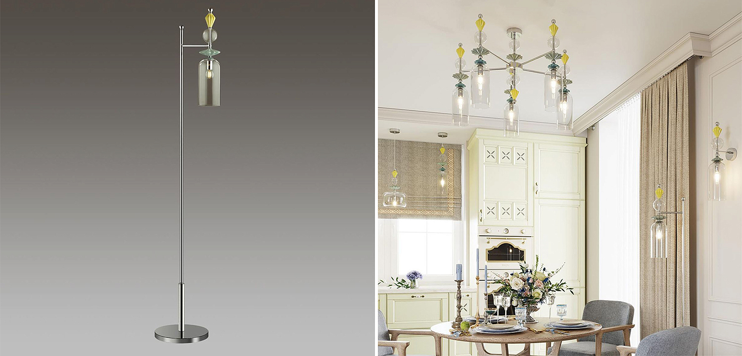 Торшер Iris Glass Floor lamp Candy chrome Торшер Iris Glass Floor lamp Candy chrome - Loft-Concept в Липецке