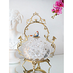 Конфетница с бронзовой ручкой и фарфоровой птичкой на крышке Eden Garden варинант исполнения - 4 | Loft Concept в Липецке