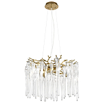 Люстра подвесная круглая в виде ветвей деревьев бронзового цвета с прозрачными подвесками-каплями Droplet Chandelier варинант исполнения - 3 | Loft Concept в Липецке