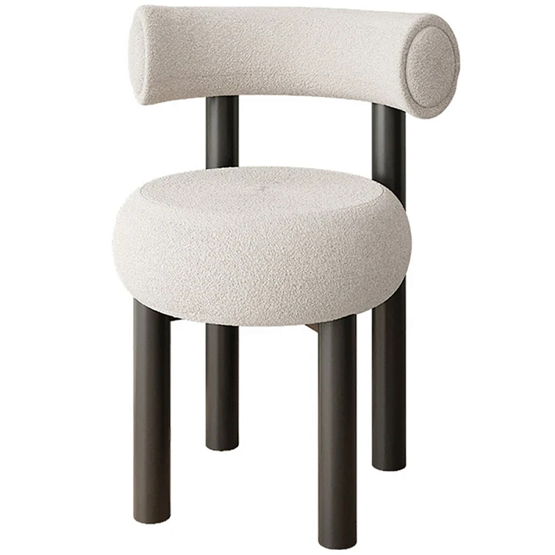 Стул с обивкой букле Pierres Grey Boucle Chair Серый Черный Стул с обивкой букле Pierres Grey Boucle Chair Серый Черный в Липецке | Loft Concept