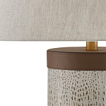 Настольная лампа с тканевым абажуром и основанием из кожи Leather Column варинант исполнения - 1 | Loft Concept в Липецке