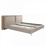 Кровать двуспальная серая с изголовьем из экокожи и ткани Modern Look варинант исполнения - 4 | Loft Concept в Липецке