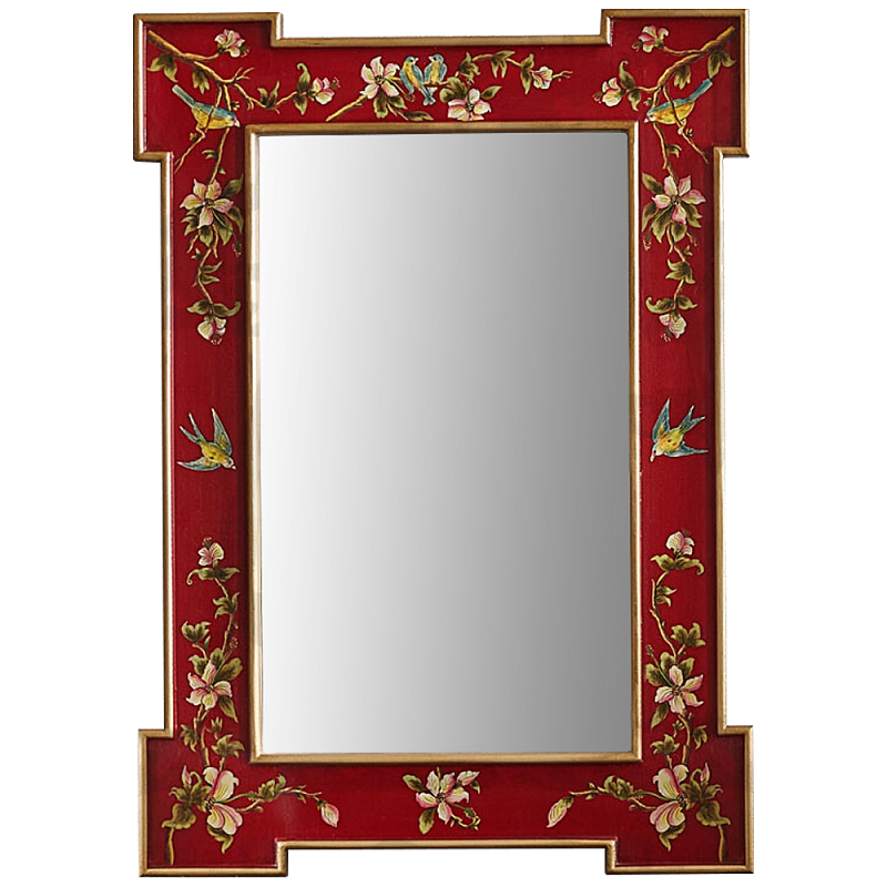Зеркало в стиле Шинуазри ручная роспись Shao Chinoiserie Mirror Red Красный Золотой Мульти Зеркало в стиле Шинуазри ручная роспись Shao Chinoiserie Mirror Red Красный Золотой Мульти в Липецке | Loft Concept