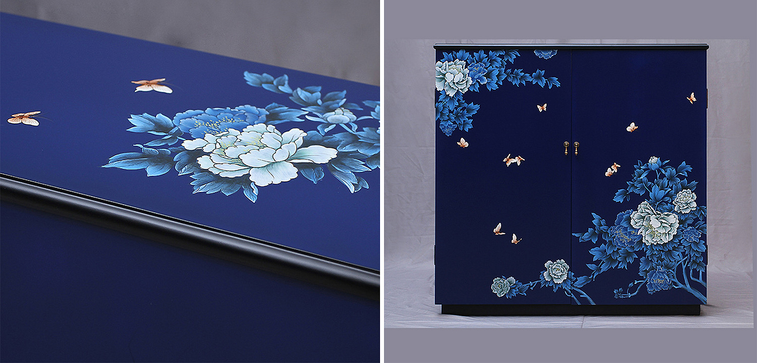 Синий Комод в Китайском стиле ручная роспись Цветы и Бабочки Flowers and Butterflies Blue chest Синий Комод в Китайском стиле ручная роспись Цветы и Бабочки Flowers and Butterflies Blue chest - Loft-Concept в Липецке