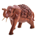 Статуэтка из дерева суар в виде слона в традиционном облачении Elephant in blanket варинант исполнения - 1 | Loft Concept в Липецке