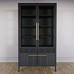 Витрина Primo со стеклянными фасадами и буфетом шпон Черный дуб варинант исполнения - 2 | Loft Concept в Липецке