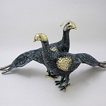 Статуэтка бронзовая пара Павлины синие Bronze Birds варинант исполнения - 1 | Loft Concept в Липецке