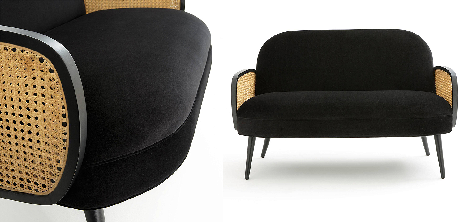 Диван Morten Wicker Black Sofa Черный Диван Morten Wicker Black Sofa Черный - Loft-Concept в Липецке